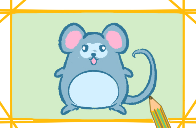 灰色的老鼠上色简笔画图片教程步骤