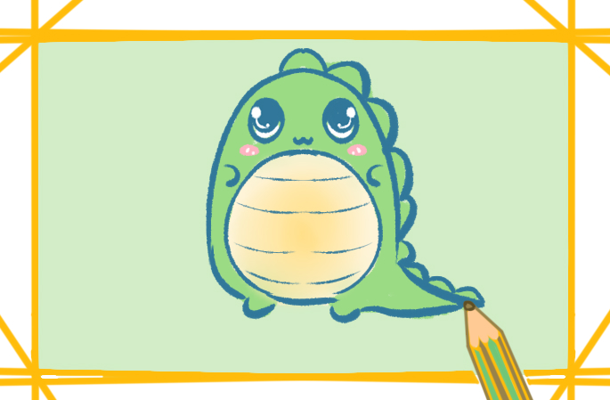 可爱的恐龙宝宝上色简笔画图片教程步骤