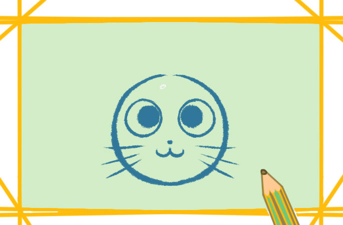 大眼睛的猫咪上色简笔画图片教程步骤