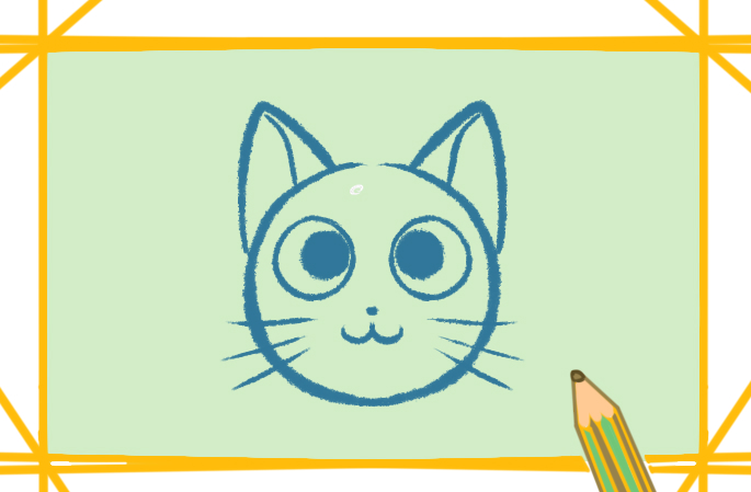 大眼睛的猫咪上色简笔画图片教程步骤
