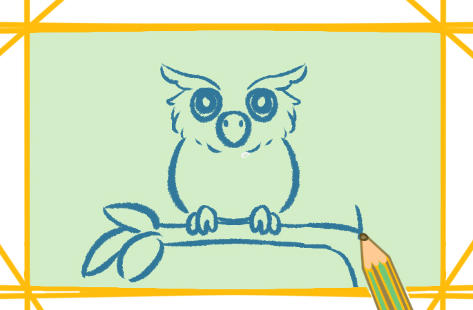 大眼睛的猫头鹰上色简笔画图片教程步骤