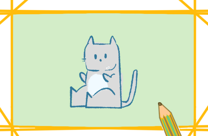 坐着的猫咪上色简笔画图片教程