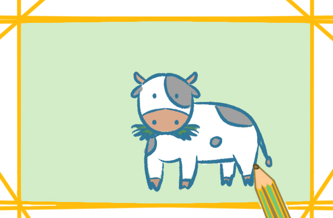 吃草的牛上色简笔画图片教程