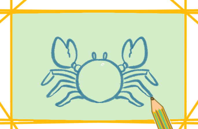 可爱的大闸蟹上色简笔画原创教程步骤图