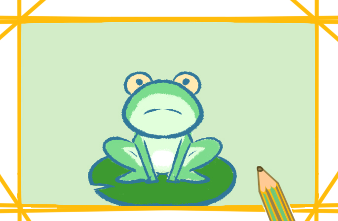 夏天的绿青蛙上色简笔画图片教程步骤