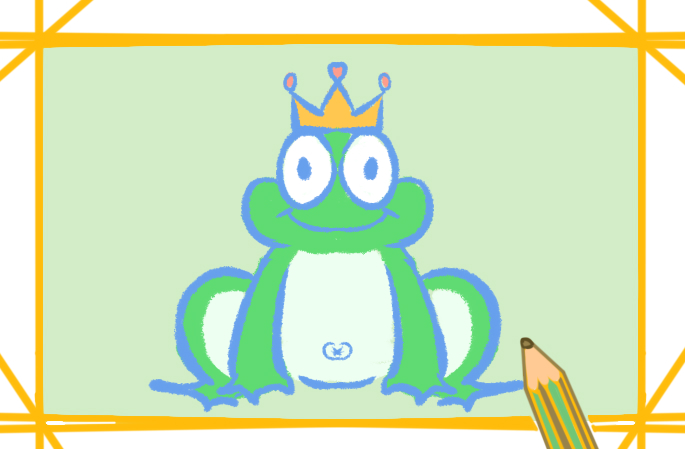 童话青蛙王子上色简笔画图片教程