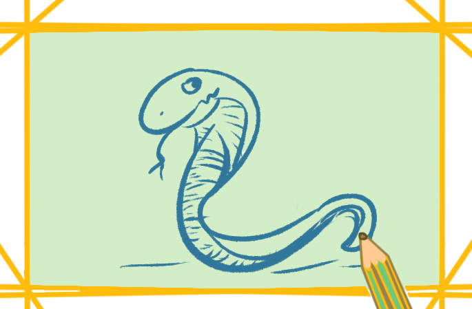 绿色的毒蛇上色简笔画原创教程步骤图