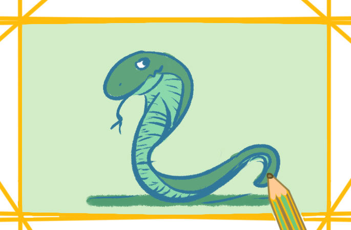 凶猛的青蛇上色简笔画要怎么画