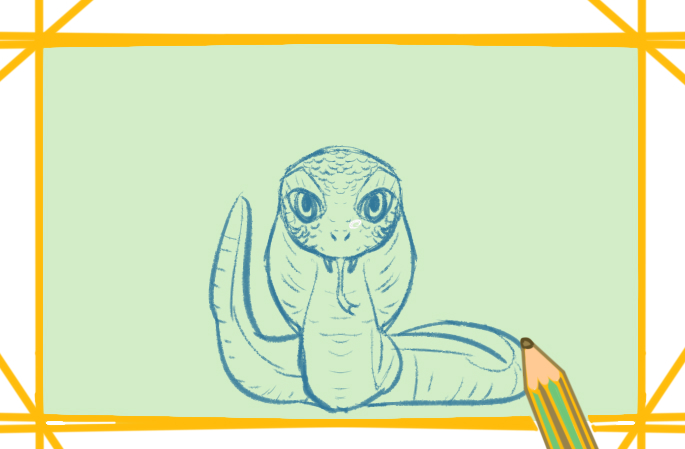 绿色的蛇上色简笔画图片教程步骤