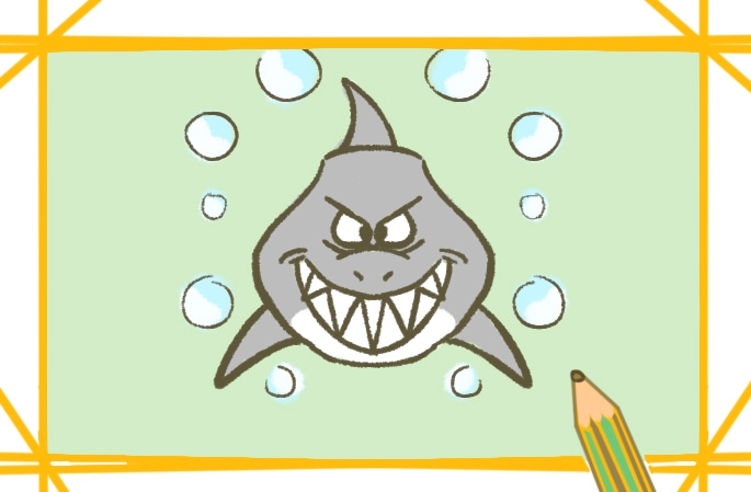 简单的大白鲨简笔画教程步骤图片