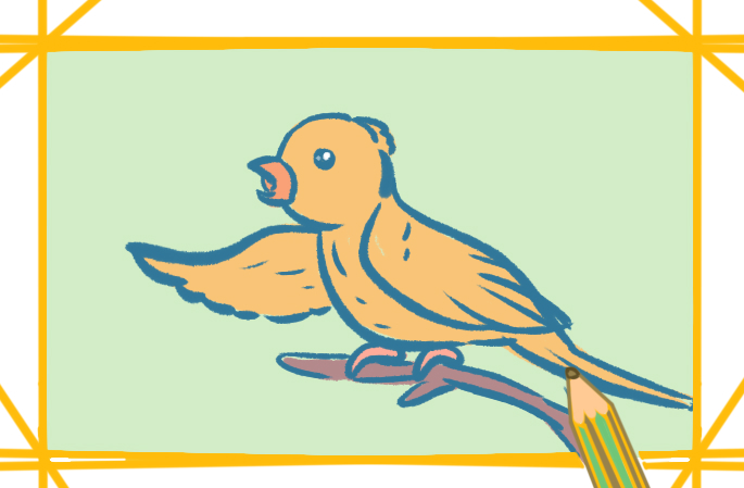 唱歌的小黄鸟上色简笔画图片教程步骤