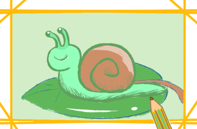 卡通的蜗牛简笔画带颜色教程步骤图