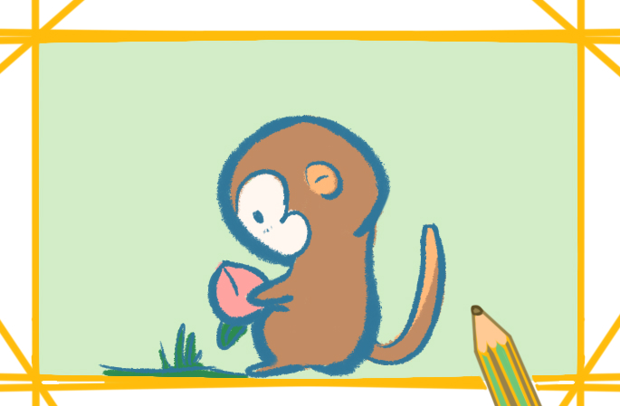 可爱好看的猴子上色简笔画图片教程步骤