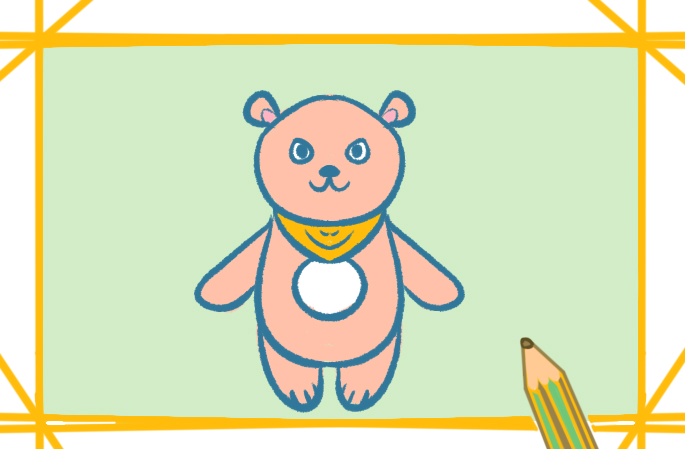 玩偶熊简笔画带颜色过程图