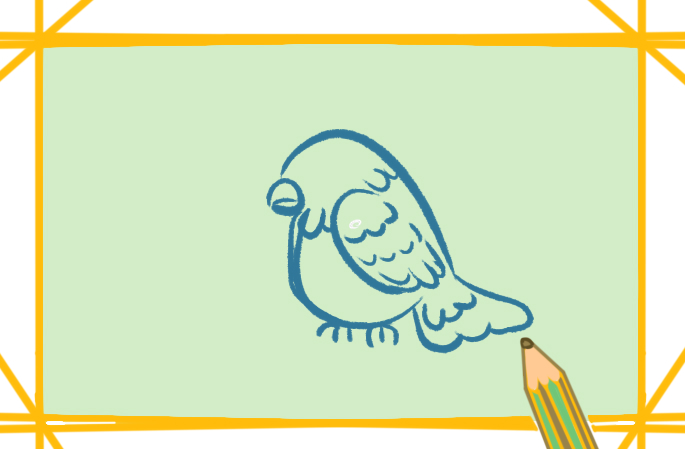 绿色鹦鹉上色简笔画图片教程步骤