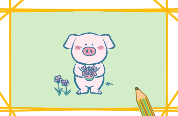 萌萌的卡通小猪简笔画教程步骤图片