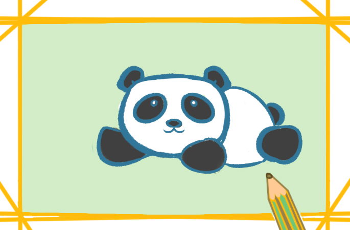 趴着的大熊猫上色简笔画图片教程步骤