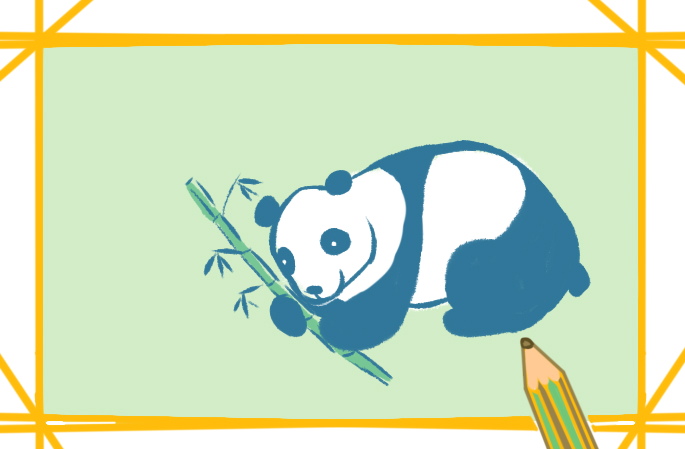 呆萌的熊猫上色简笔画图片教程步骤