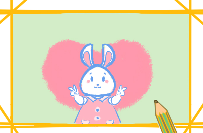 软萌的小白兔上色简笔画图片教程步骤