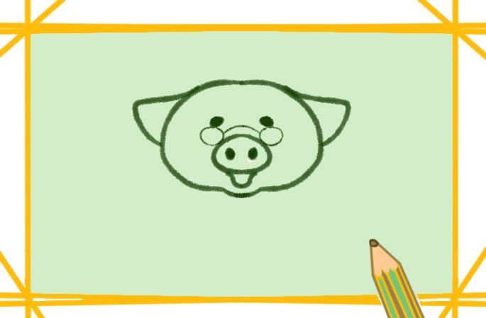 近视的卡通小猪简笔画教程步骤图片