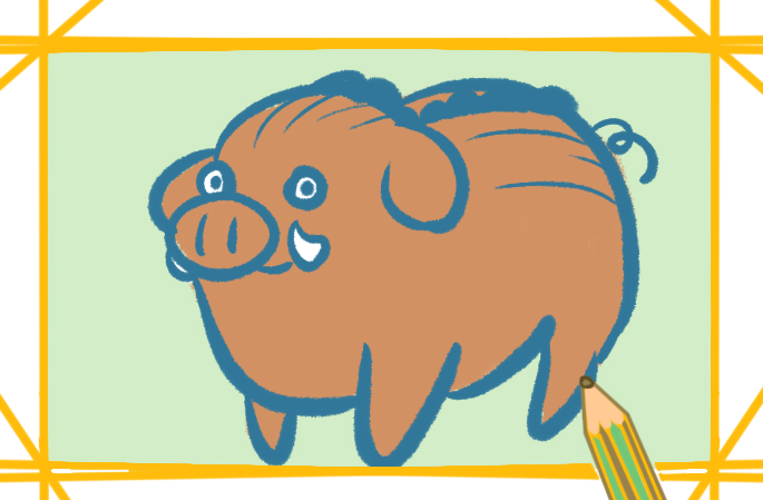野外的小猪上色简笔画图片教程步骤