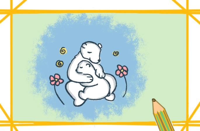 温馨的北极熊简笔画教程步骤图片