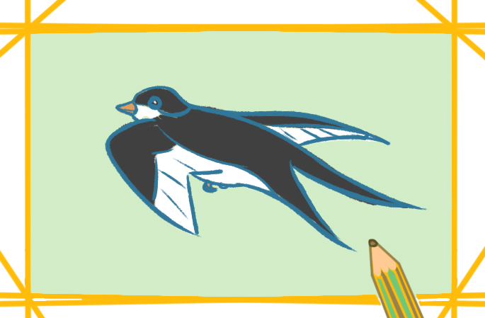 漂亮的燕子上色简笔画要怎么画