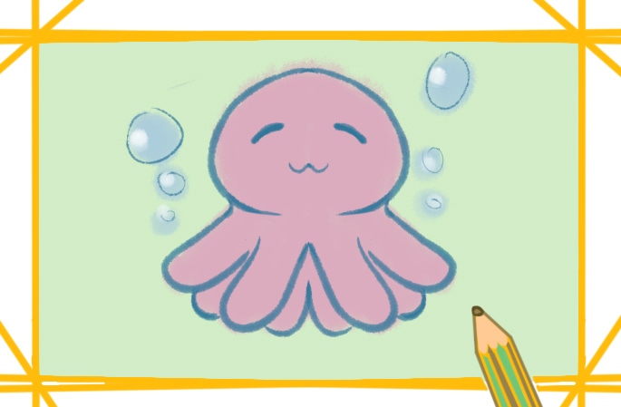 呆萌的小章鱼简笔画教程步骤图片