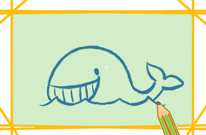 开心的鲸鱼上色简笔画图片教程