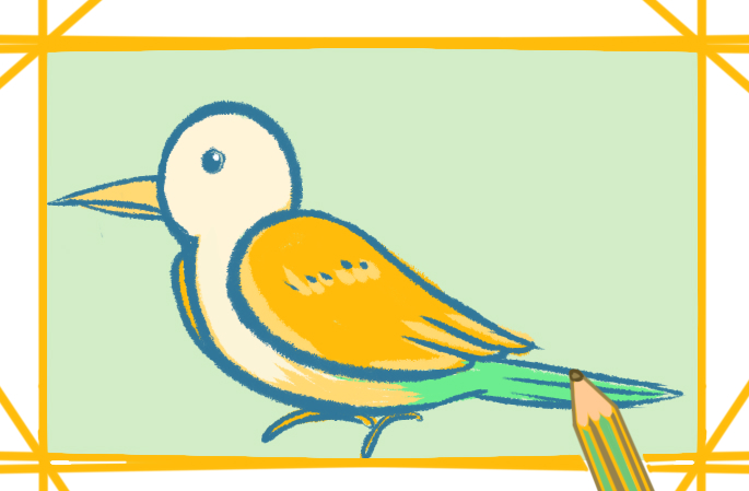 简单漂亮的鸟彩色简笔画图片教程
