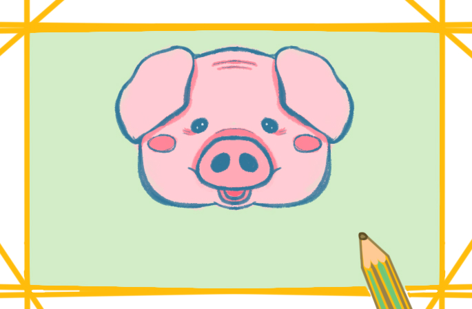 粉色猪猪上色简笔画图片教程步骤