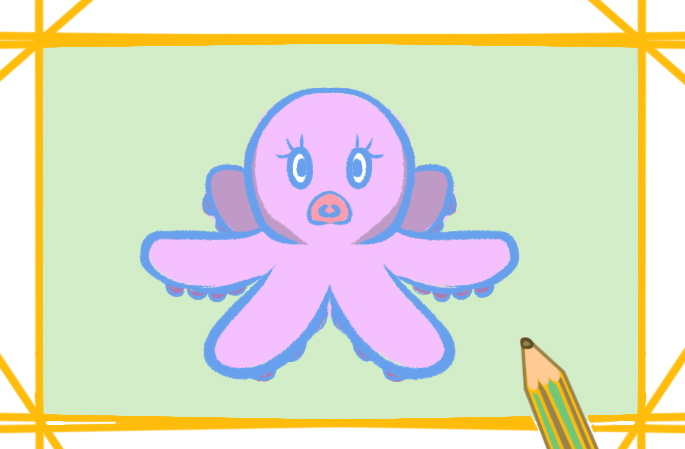 美丽的章鱼上色简笔画图片教程步骤