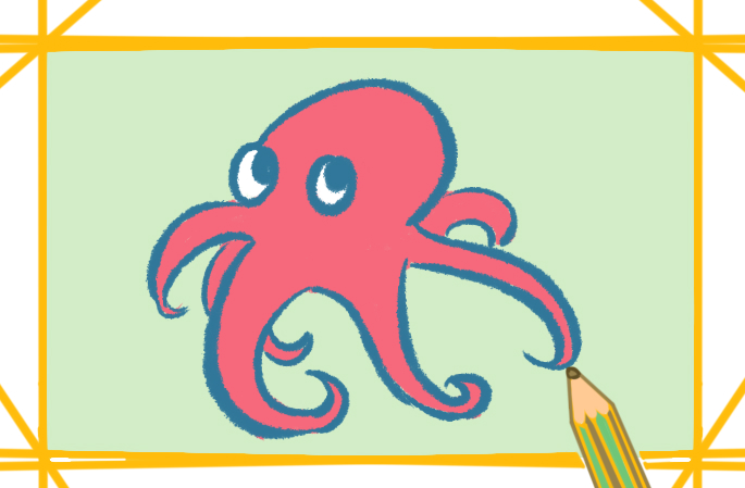 红色的大章鱼简笔画图片教程步骤