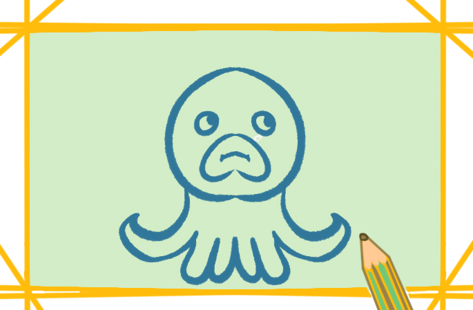 卡通的章鱼上色简笔画图片教程步骤