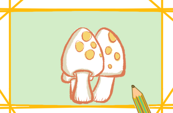 白色的蘑菇上色简笔画图片教程步骤