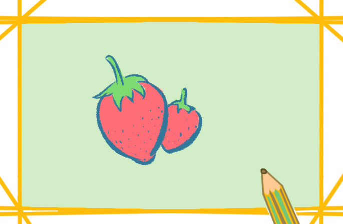 简单的小草莓上色简笔画图片教程步骤