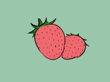 两个大草莓上色简笔画要怎么画