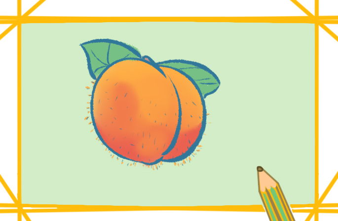 水果之黄桃上色简笔画图片教程步骤
