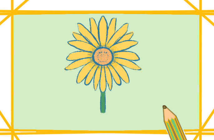 美丽的黄色菊花上色简笔画图片教程步骤