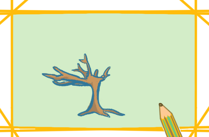 简单的枯木上色简笔画图片教程步骤