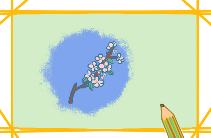 一枝桃花上色简笔画图片教程步骤