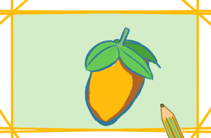 简单容易的芒果上色简笔画图片教程步骤