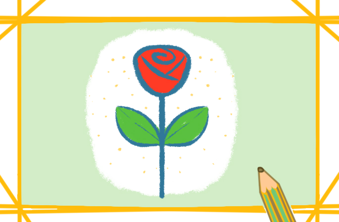 艳丽的玫瑰花上色简笔画图片教程步骤
