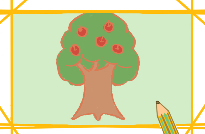 好看的苹果树上色简笔画图片教程步骤
