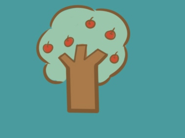 超简单的苹果树上色简笔画图片教程