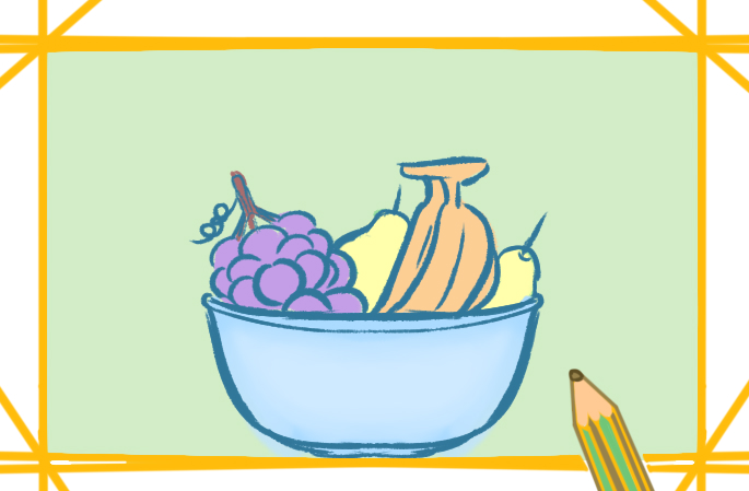 简易的水果盘上色简笔画图片教程步骤
