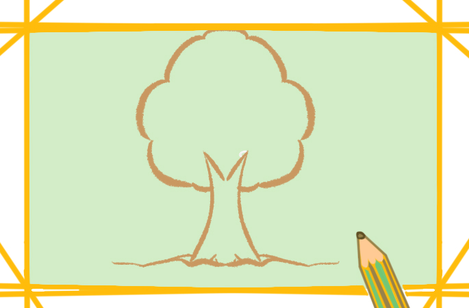 漂亮的果树上色简笔画图片教程步骤