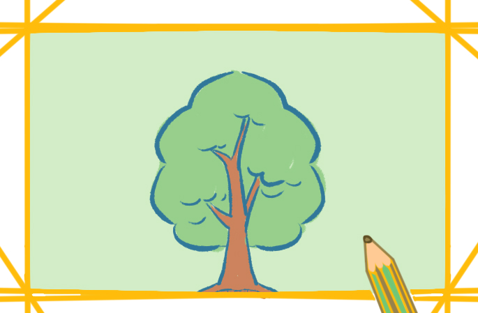 茁壮的树木上色简笔画图片教程步骤