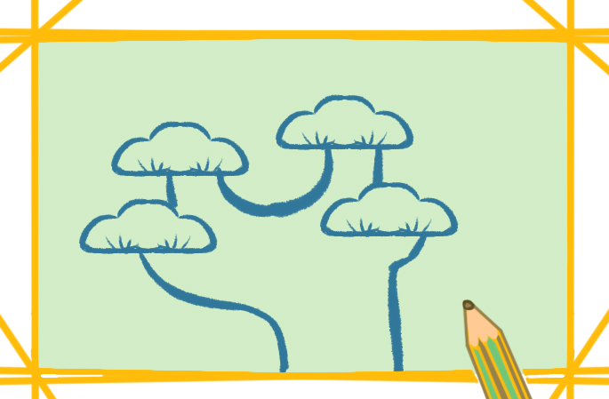 弯弯曲曲的松树上色简笔画要怎么画