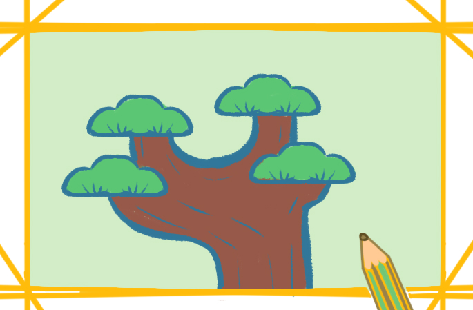 创意松树上色简笔画要怎么画